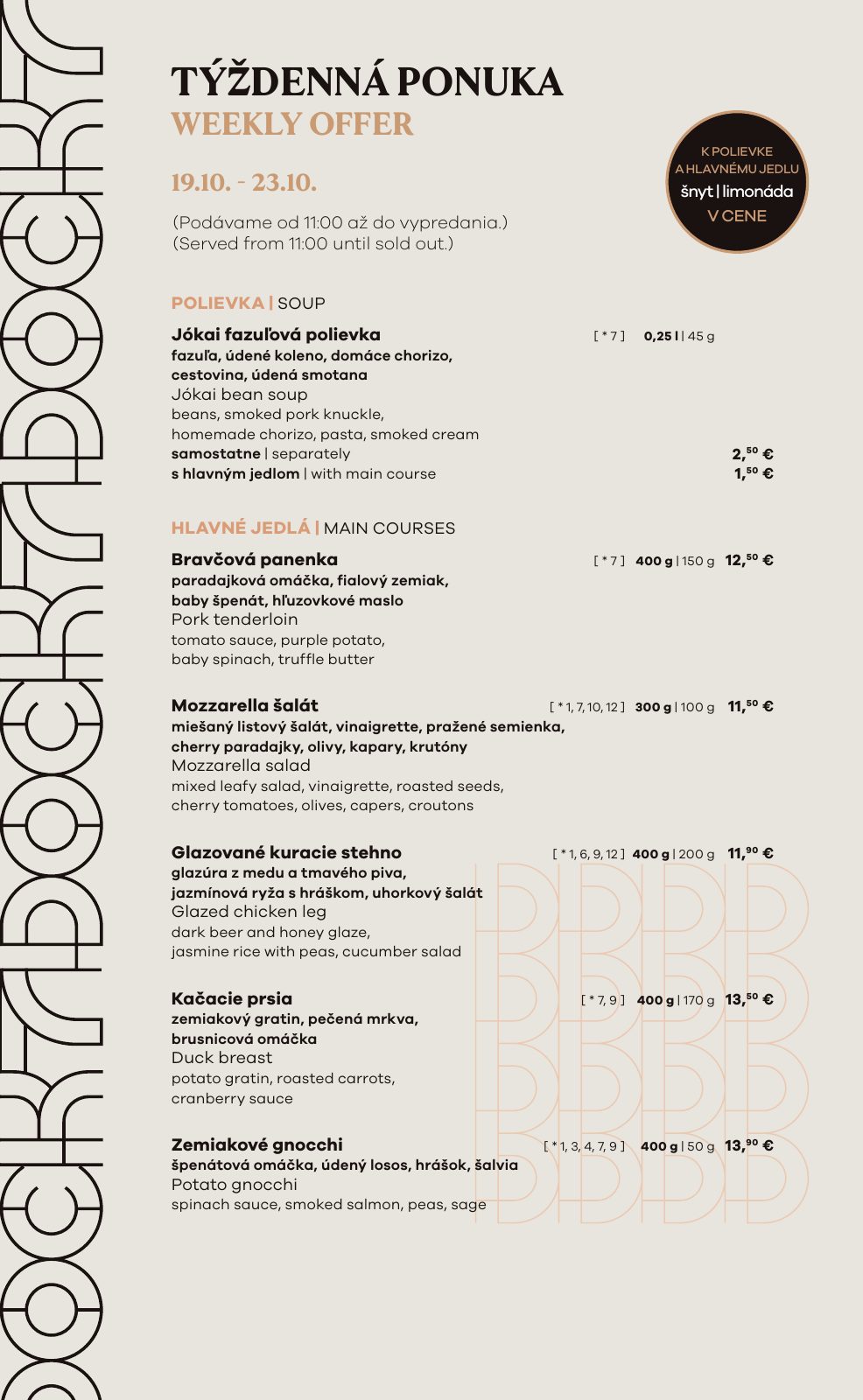 Denné menu reštaurácie DOCK7