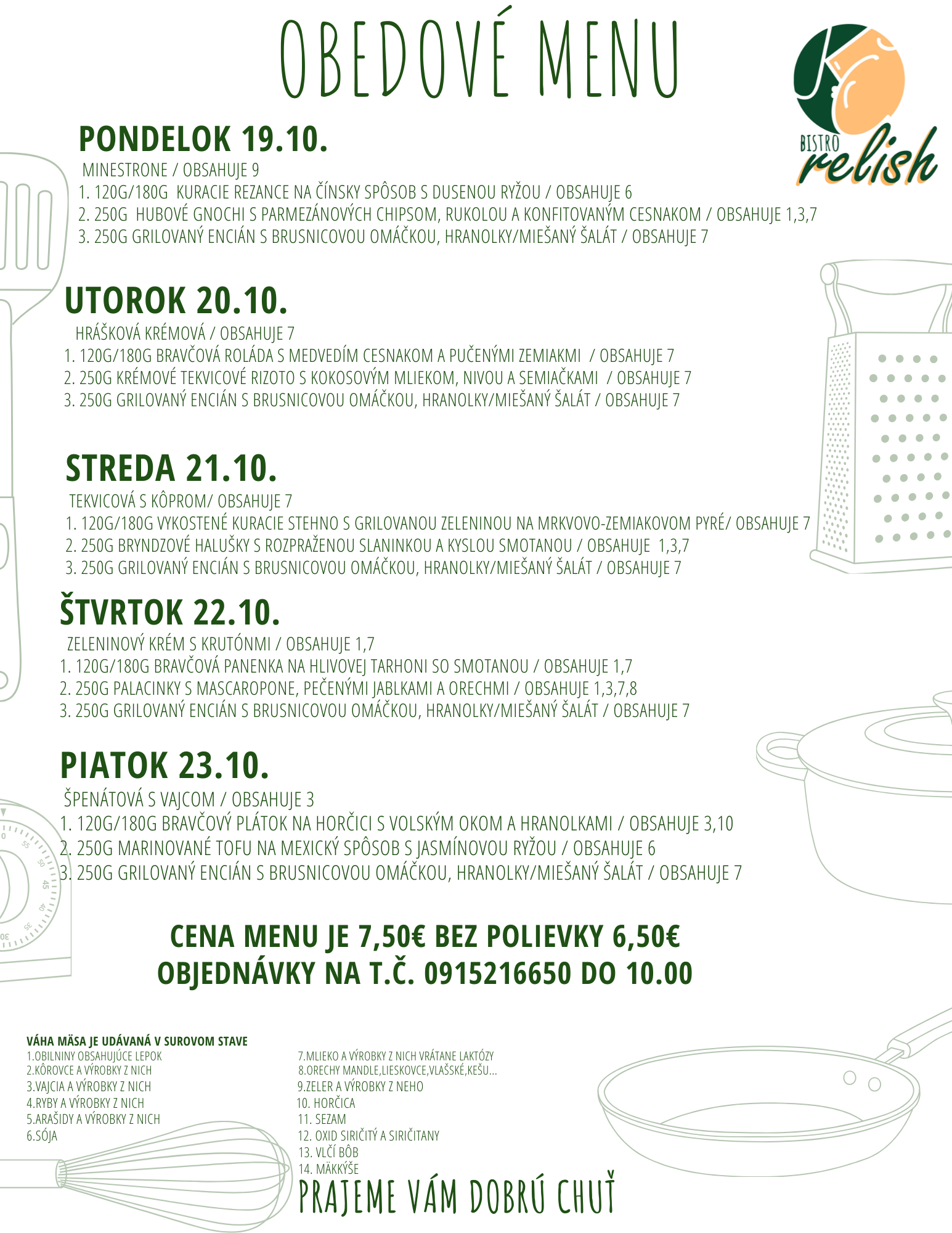 Denné menu reštaurácie Relish bistro